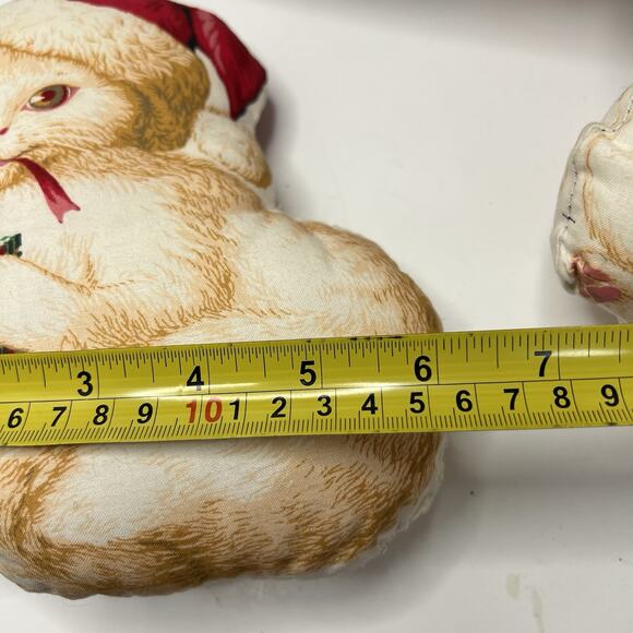 Vintage Christmas Stuffed Mrs Claus Cat Pillow Doll Cut & Sew Fabric Panel Set - Picture 9 of 10